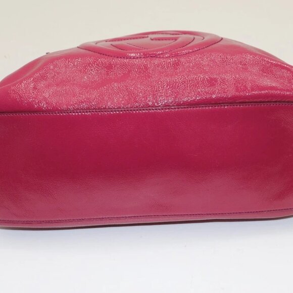 GUCCI Vernice Naplack Medium Soho Chain Shoulder Bag Bright Bouganville - Picture 3 of 14